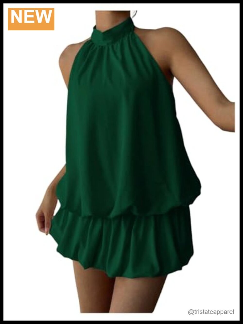 SweatyRocks Women Backless Ruffle Bubble Halter Mini Dress Club Party